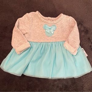 Minnie Mouse fleece and tulle dress-Teal and dray pull on-Super cute!-Size 3 mo